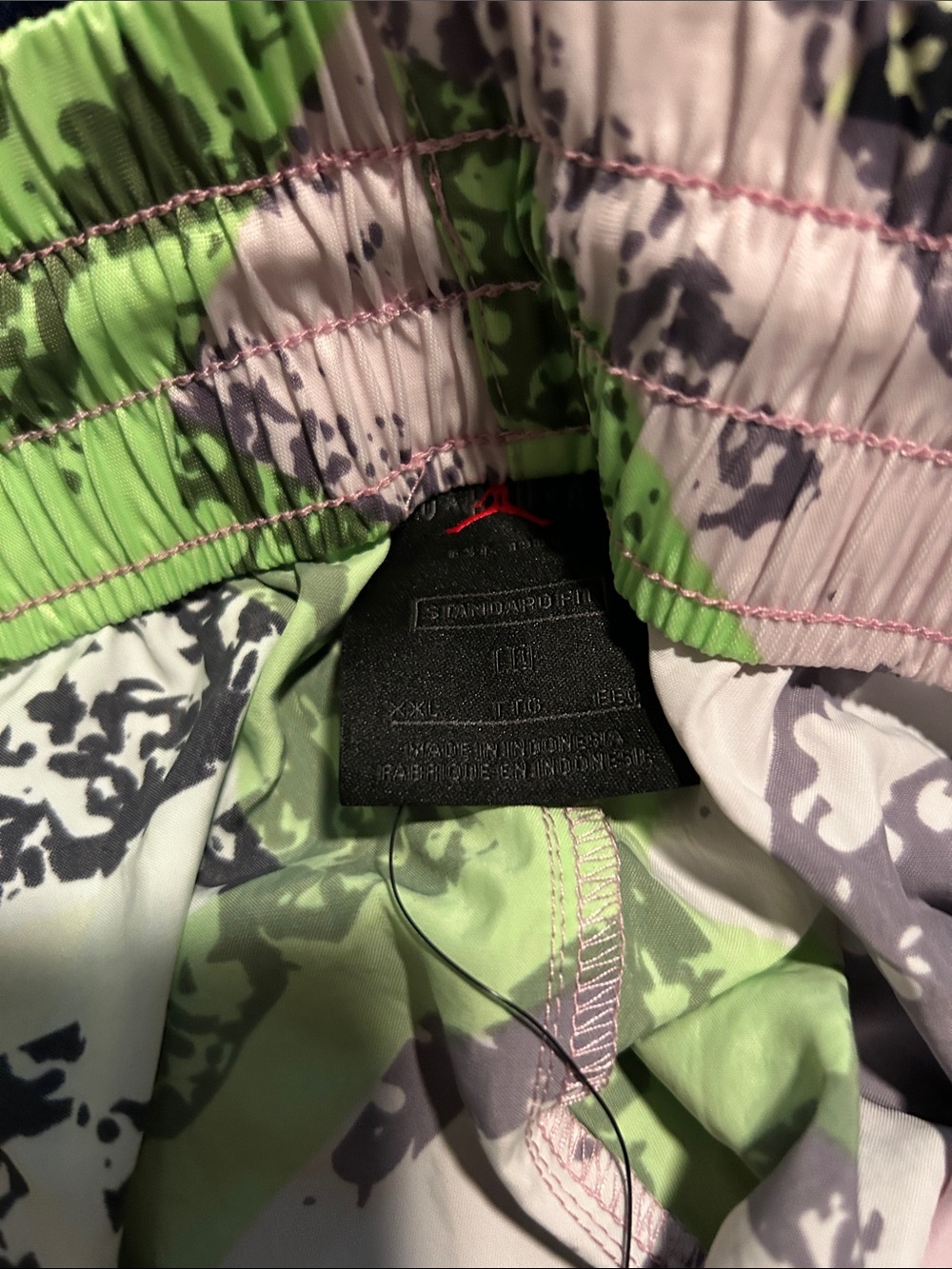 Jordan Multi-Color Athletic Shorts with Neon Pink Drawstring - Picture 4 of 6